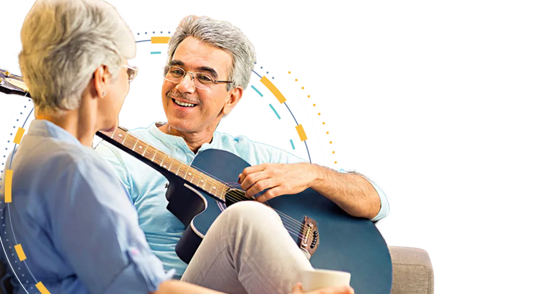 Elderly couple with guitar