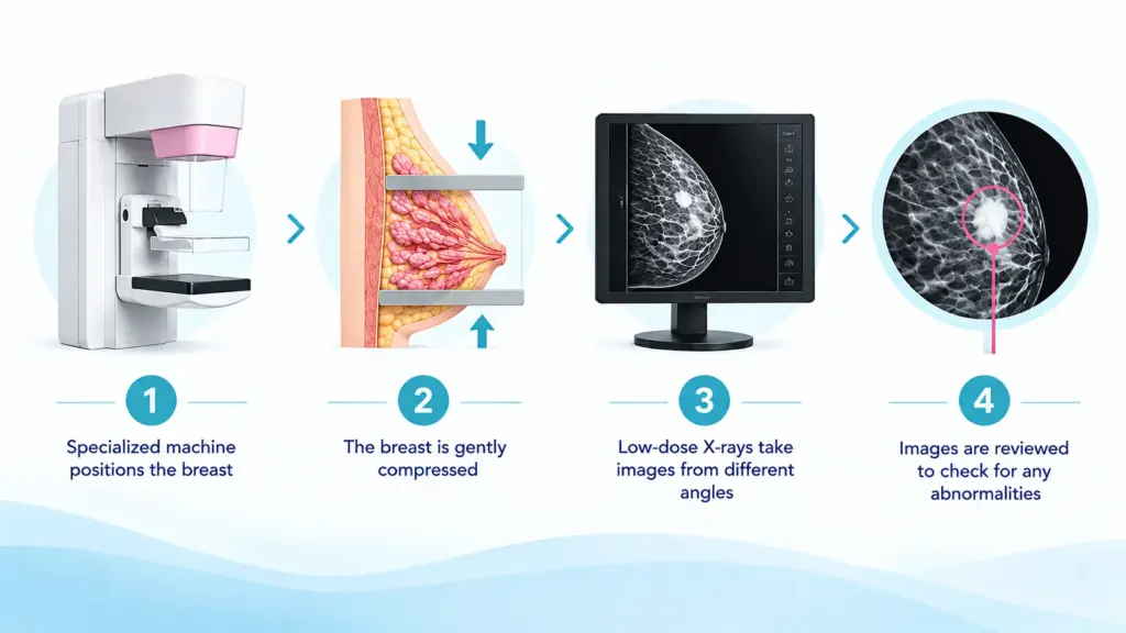 image showing what happens during a mammogram,